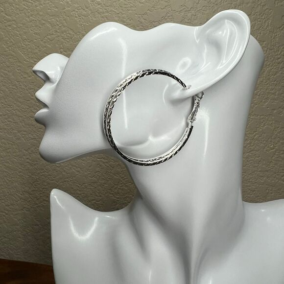 Earrings Silver color deco Design Hoop Trendy Deco 3 Earrings set pinup chicano - Picture 14 of 14